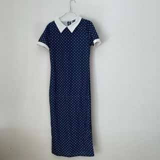 Vestito donna a pois blu e bianco taglia M