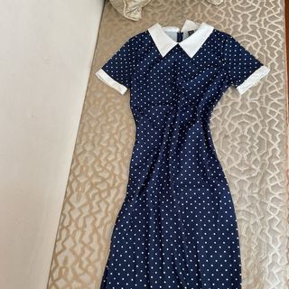 Vestito donna a pois blu e bianco taglia M