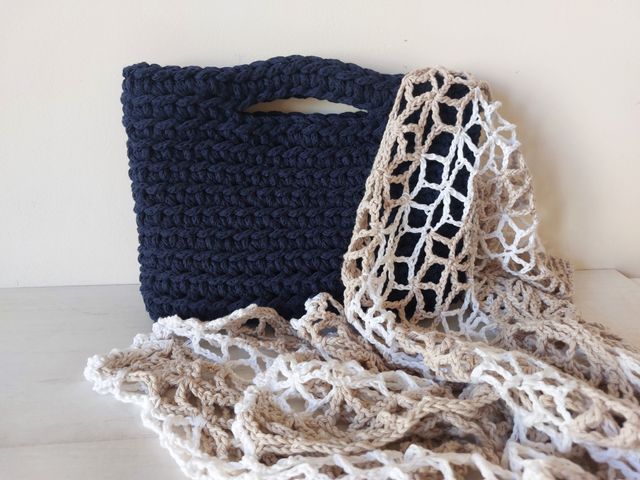 Bolso clucth nuevo crochet azul marino