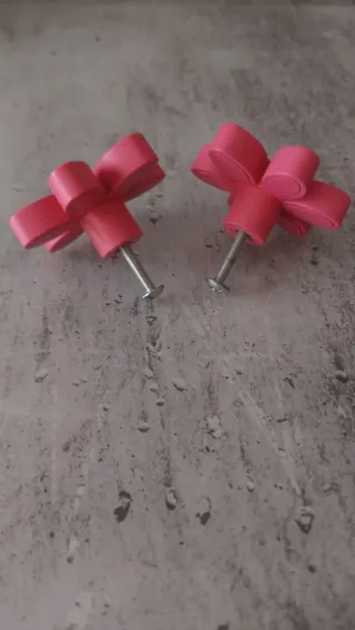 2 Tiradores Armario Flor Rosa Plástico