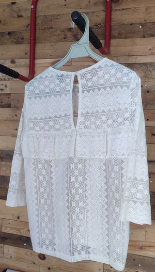 Blusa H&M Encaje Blanca Talla S