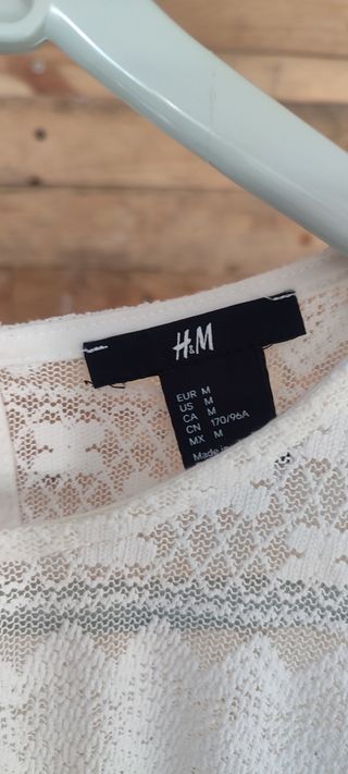 Blusa H&M Encaje Blanca Talla S