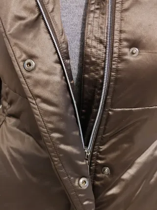 Piumino donna vera piuma marrone