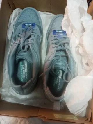 Zapatillas Skechers Mujer Gris/Plata