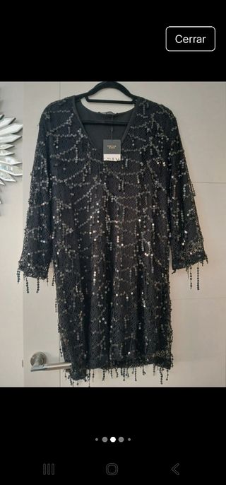 Vestido negro lentejuelas talla S