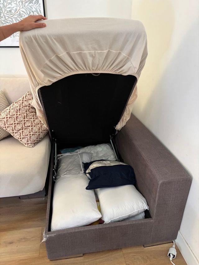 Sofá Chaiselongue Gris y Beige