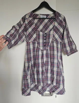 Vestido Zara cuadros babydoll talla M