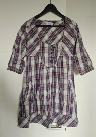 Vestido Zara cuadros babydoll talla M