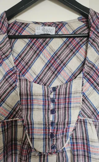 Vestido Zara cuadros babydoll talla M