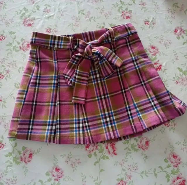 Gonna a quadri rosa con fiocco