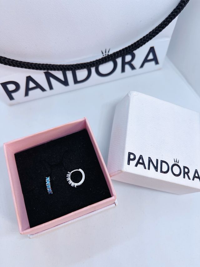Pendientes Aro Abrazo Azul Pandora Plata