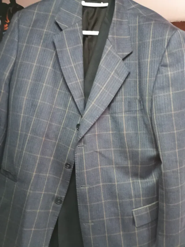 Americana DOCAYRO cuadros azul y beige