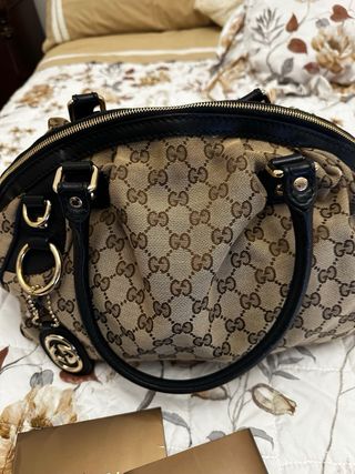 Borsa Gucci Tela Beige/Marrone