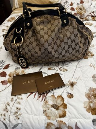 Borsa Gucci Tela Beige/Marrone