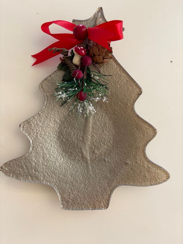 Piattino decorativo albero oro e rosso