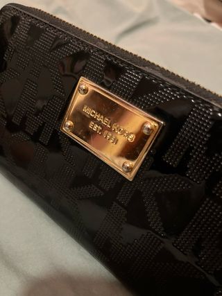 Monedero Michael Kors Negro Brillante Original