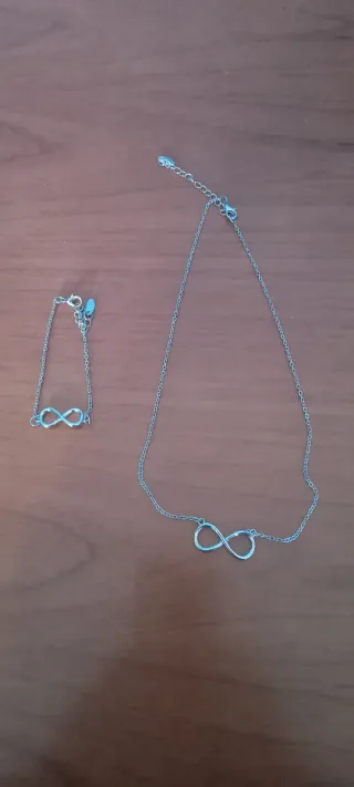 Conjunto collar y pulsera infinito plata