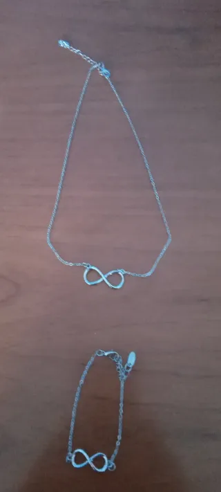 Conjunto collar y pulsera infinito plata