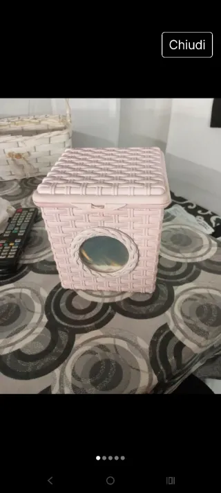 Porta detersivi intrecciato rosa