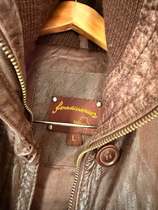 Chaqueta de cuero sintético mujer marrón