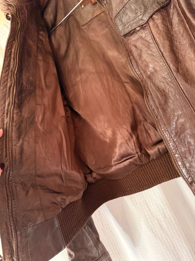 Chaqueta de cuero sintético mujer marrón