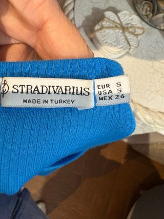 Top azul manga larga