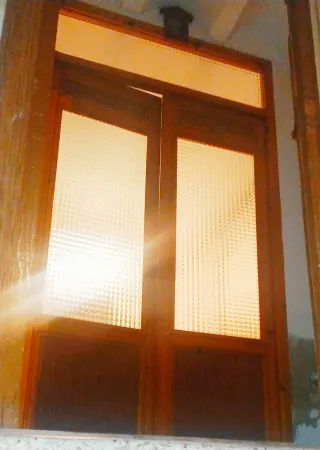 Puerta de zaguán de madera y cristal