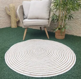 Tappeto in iuta naturale con linee bianche