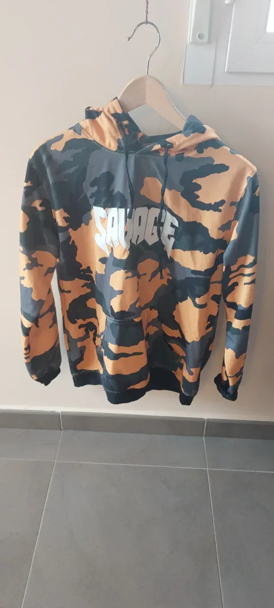 Sudadera Savage Camuflaje Naranja y Negra