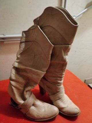 Stivali vintage donna pelle beige