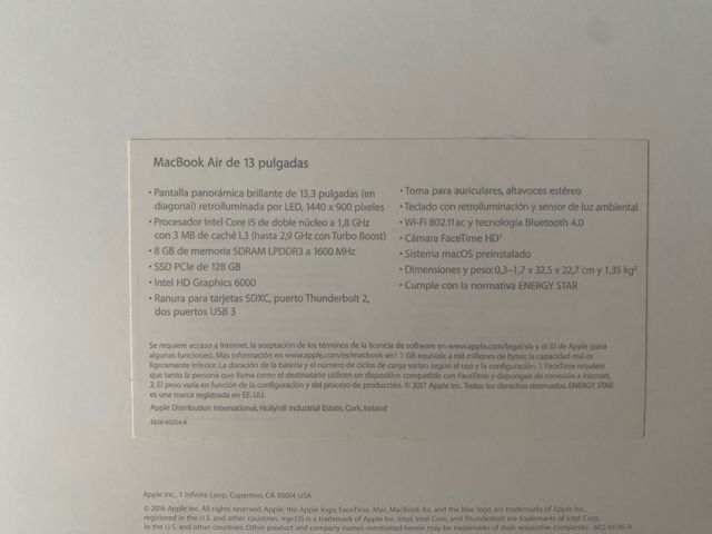 MacBook Air 2017 Plata