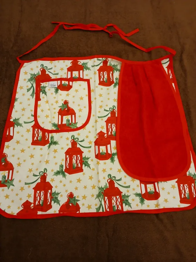 Grembiule Natale Lanterne Rosse