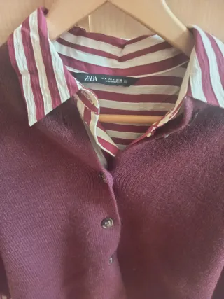 Conjunto Zara Chaleco y Camisa Rayas Talla Única