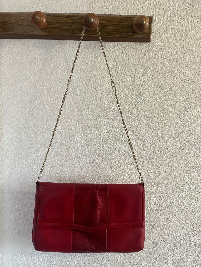 Bolso VINTAGE años 70 rojo de piel