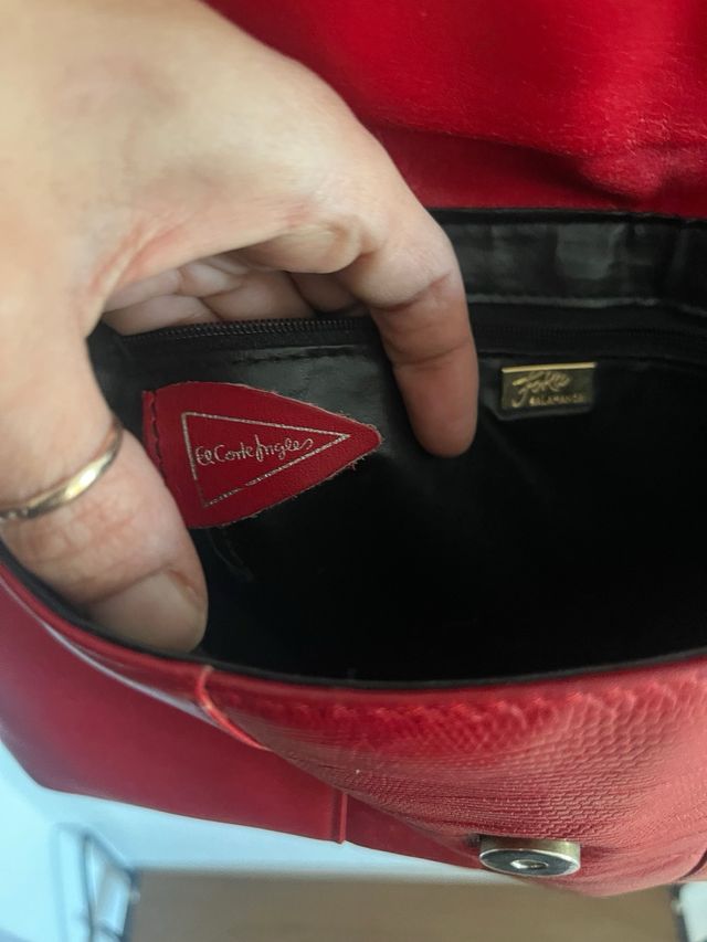 Bolso VINTAGE años 70 rojo de piel