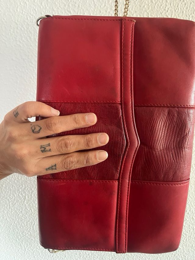 Bolso VINTAGE años 70 rojo de piel
