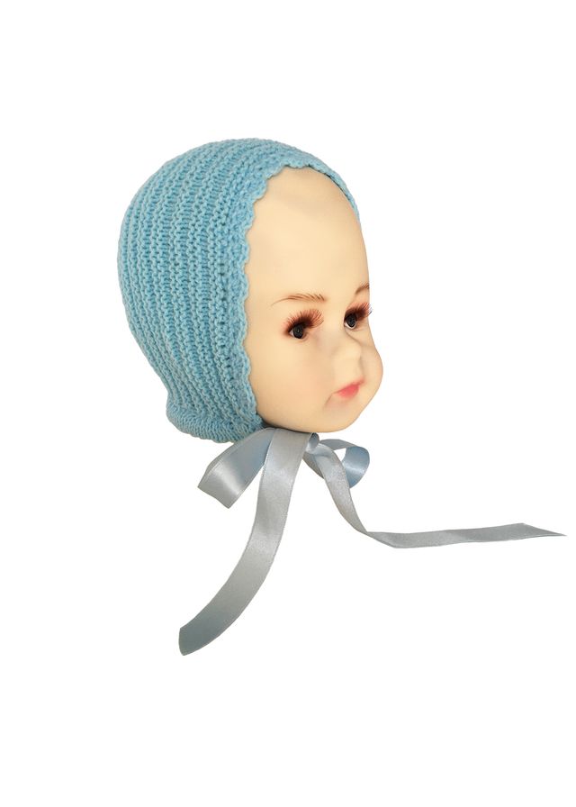 Capota gorro de lana azul para bebé de 3 a 6 meses