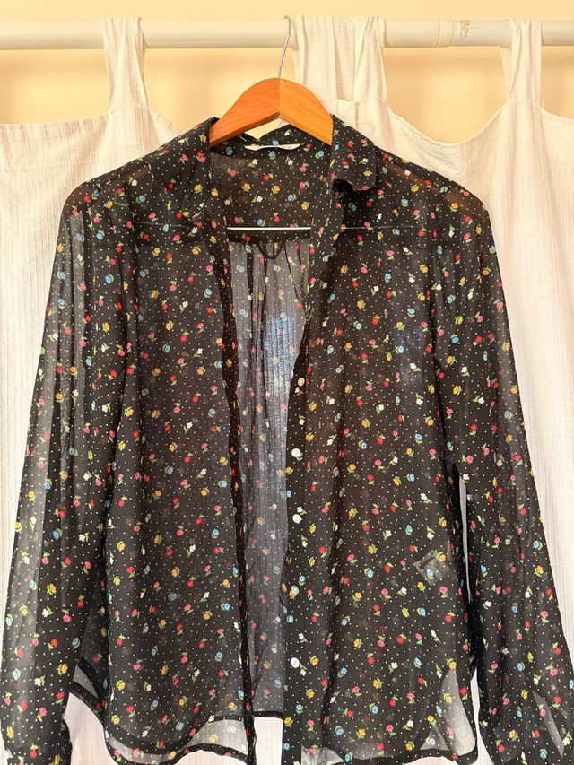 Camisa de tull con estampado floral