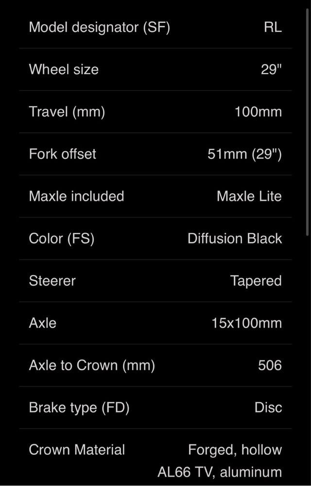 Horquilla Rock Shox Reba 100mm 29