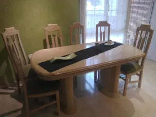 Mesa comedor extensible y 6 sillas