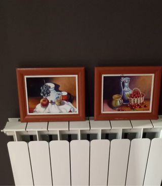 2 Quadri ad Olio Frutta Cornice in Legno