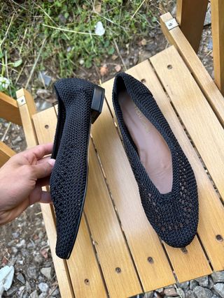 Zapatos planos negros tejidos mujer