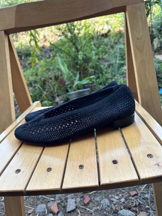 Zapatos planos negros tejidos mujer