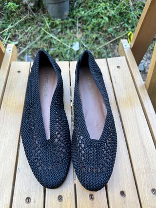Zapatos planos negros tejidos mujer