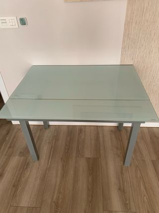 Mesa cristal extensible dos alas cocina/comedor