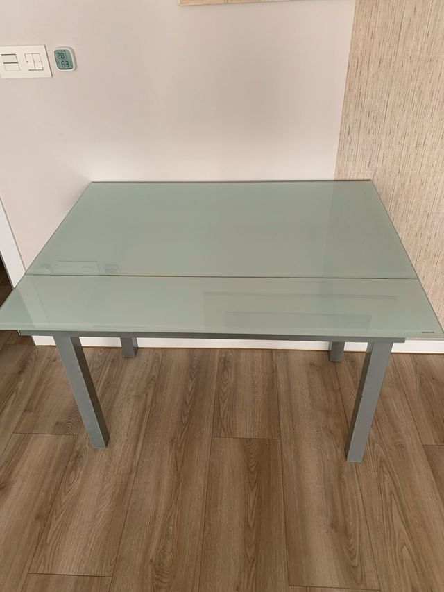 Mesa cristal extensible dos alas cocina/comedor