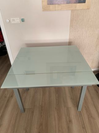 Mesa cristal extensible dos alas cocina/comedor