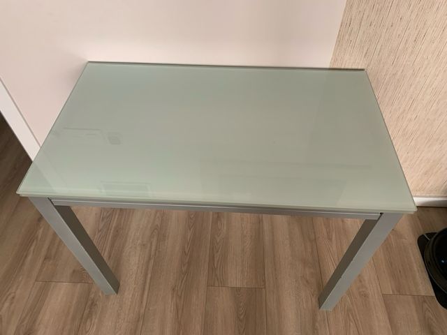 Mesa cristal extensible dos alas cocina/comedor