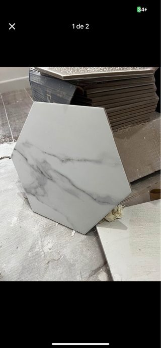 Baldosa hexagonal efecto mármol blanco