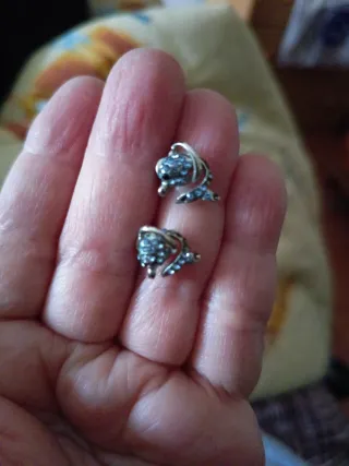 Pendientes Delfín Azul y Plata